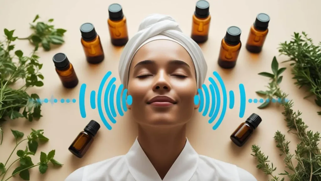 Person finding peace with natural tinnitus remedies including herbs and sound therapy