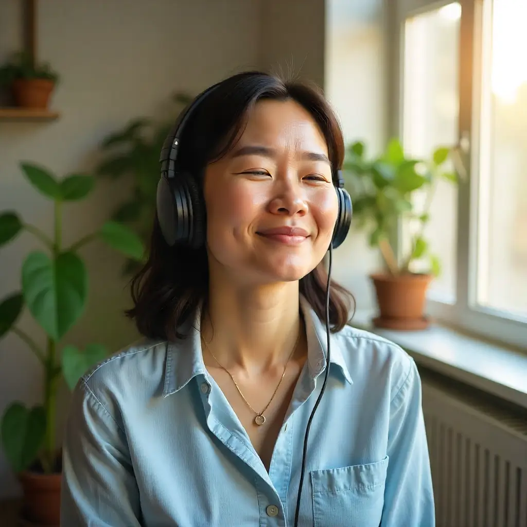 Sound therapy for tinnitus relief - person using headphones for tinnitus management