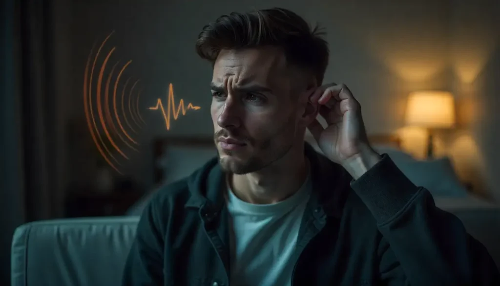 Person experiencing tinnitus in one ear - unilateral tinnitus symptoms