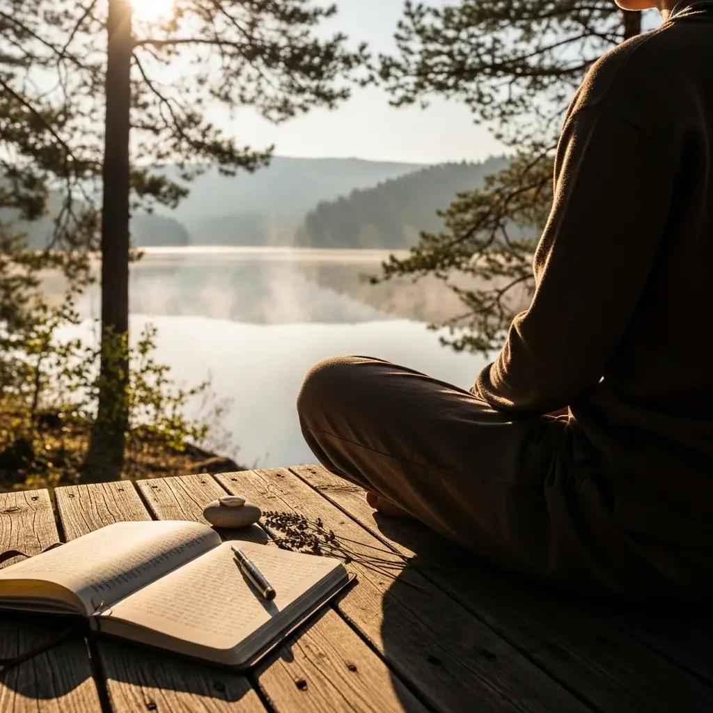 Woman meditating to receive spiritual messages from left ear ringing