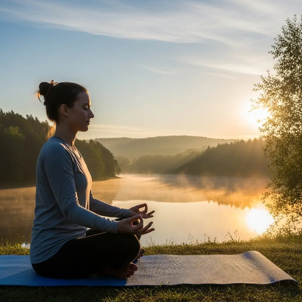 Can stress cause tinnitus - Person practicing meditation for tinnitus and stress relief