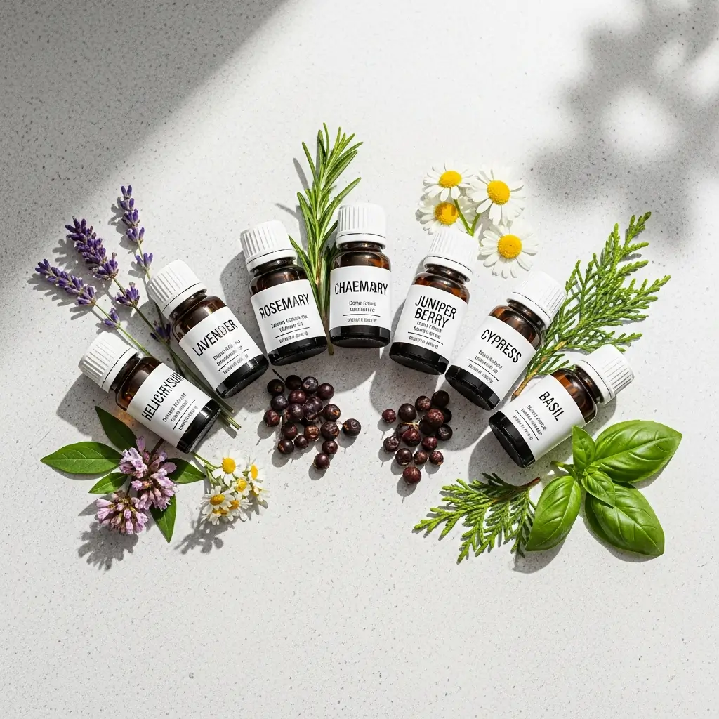 Seven best essential oils for tinnitus including lavender, helichrysum, and cypress oil