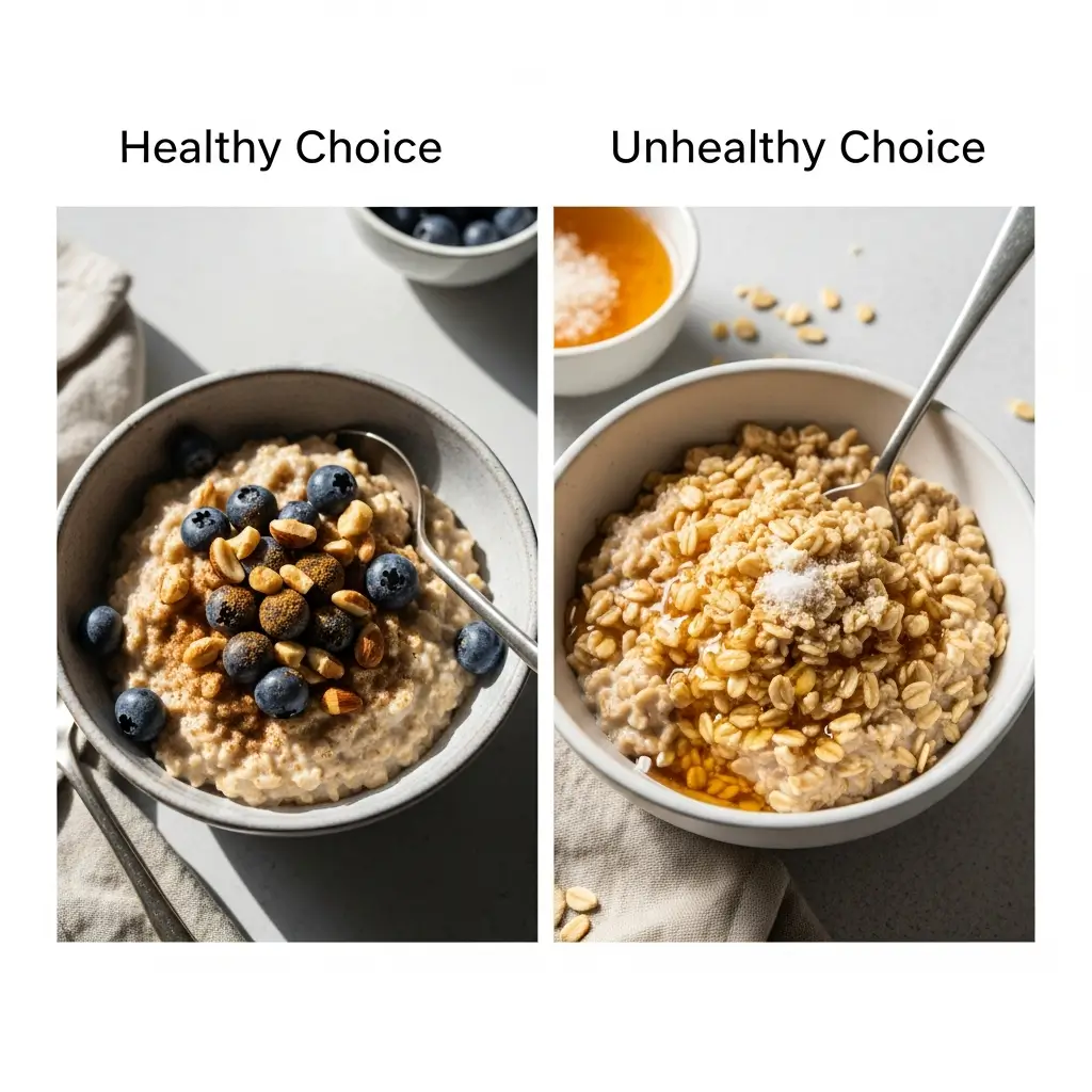 Healthy oatmeal for tinnitus vs sugary instant oatmeal comparison