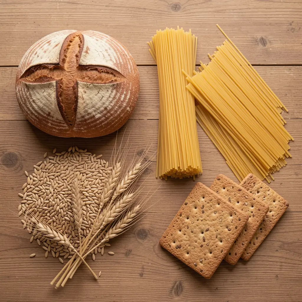 Common gluten-containing foods including wheat bread, pasta, barley, and rye, linked to food sensitivity and tinnitus in susceptible individuals