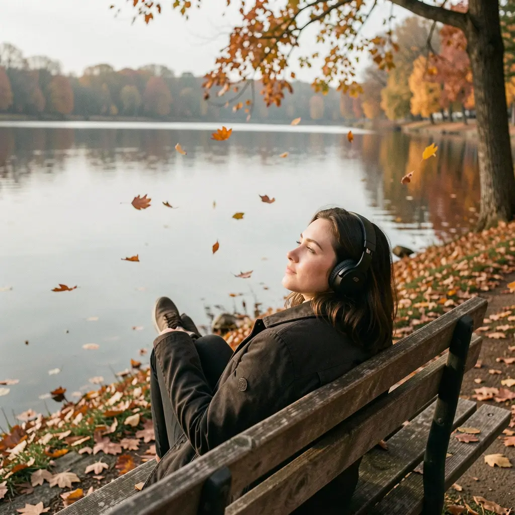 Person using sound therapy and breathing exercises to manage tinnitus ringing
